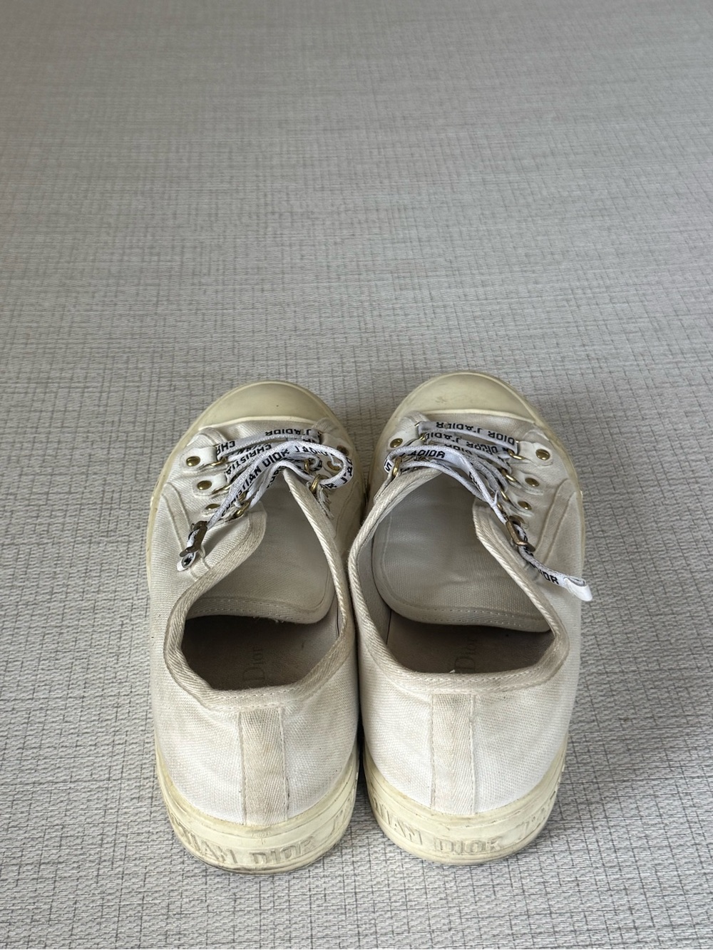 Dior Cream White Canvas J'Adior Lace-Up Sneakers - Picture 4 of 7